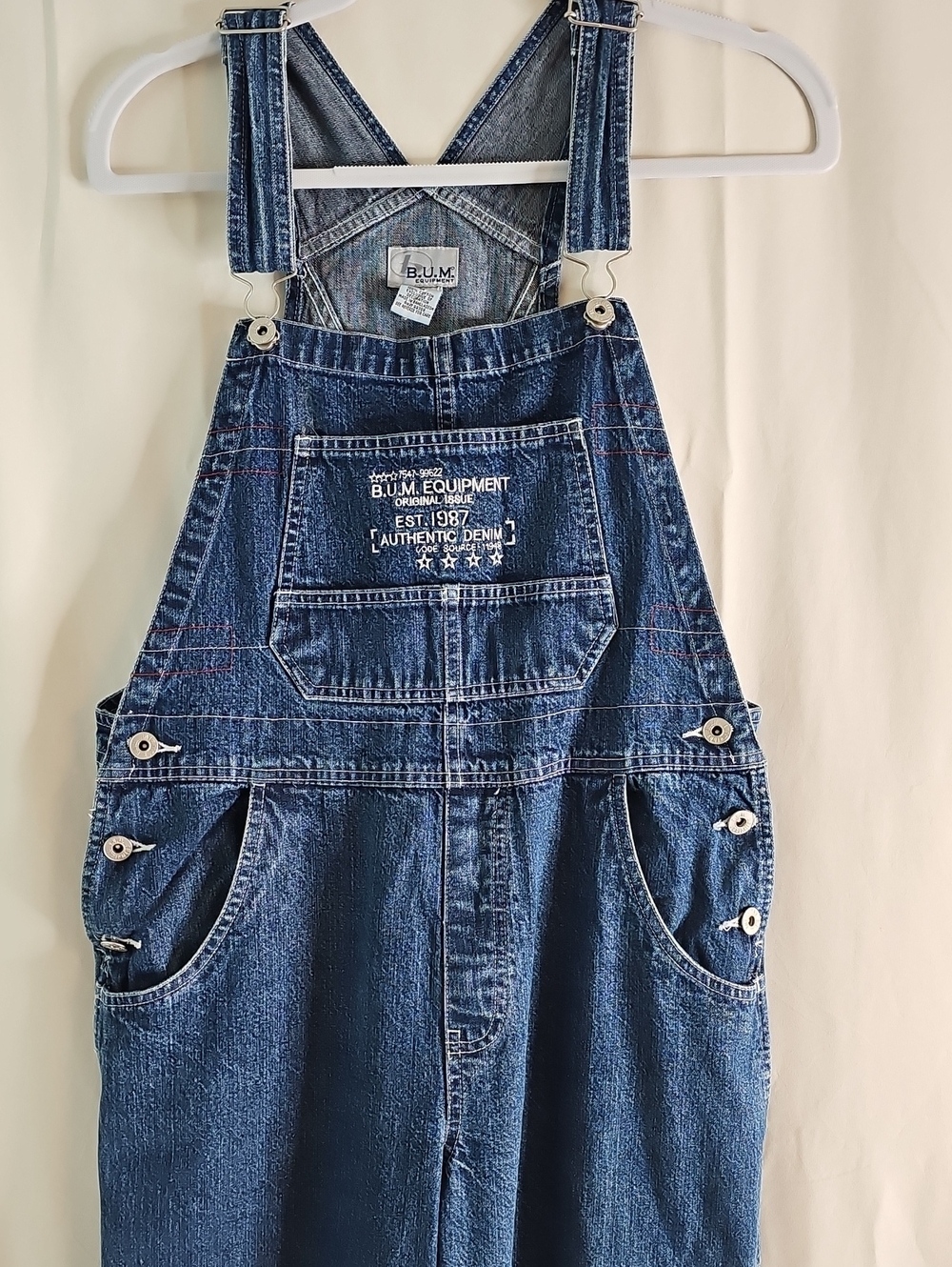 VINTAGE B.U.M. EQUIPMENT ORGINAL ISSUE EST. 1987 Classic Dark Blue Overalls - Picture 3 of 8